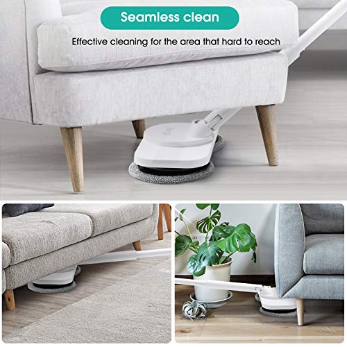 Brigii Electric Mop and Window Cleaner in One, 360 Rotation Cordless Mop for Hardwood,Vinyl,Tile,Laminate Floor Cleaning,Ligthweight Power Floor Polisher with Microfiber Cleaning Pads-X180 White