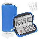 Memory Card Case - Fits up to 22x SD, SDHC, Micro SD, Mini SD and 4X CF - Holder with 22 Slots (8 Pages) - for Storage and Travel - Microfiber Cleaning Cloth and Labels Included