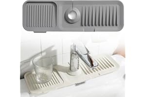 INBOXXE Silicone Draining Mat for Kitchen Sink, Silicone Sink Faucet Mat Splash Guard Kitchen Splash Guard for Sink, Faucet Absorbent Sink Protectors Mat Kitchen Faucet Mat (Grey, Small/14.5x5.5in)