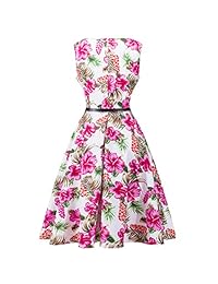 Vestido de fiesta de té Vestido vintage Vestido estampado de flora Vestido informal sin mangas para mujer