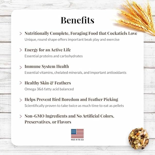 LAFEBER’S CLASSIC NUTRI-BERRIES PET BIRD FOOD, MADE WITH NON-GMO AND HUMAN-GRADE INGREDIENTS, FOR COCKATIELS (4 LB)