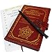 Monet Studios Magic Composition Notebook Notepad with Pencil Wand - Novelty Spell Book A5 8.5 x 5.5 inches Journal with Magical Runes Stationery Set (Red)