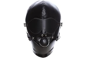 Lacing Leather Blindfold Mouth Masks - Halloween Hood Stage Face Masks
