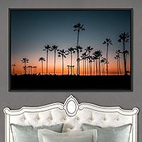 Framed Canvas Wall Art Palm Tree Colorful Cool Group Multicolor Photography Places Realism - 16x24 inches