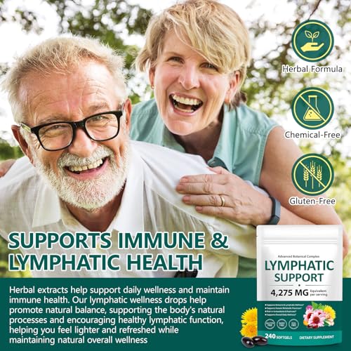Lymph System Support Supplement 240 Softgels- 21-in-1 Herbal Blend Lymphatic Supplement with Dandelion, Burdock Root - Support Immune & Healthy Energy Levels, Promotes Internal Circulation