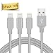 Quntis 3 Pack 10ft Extra Long Durable Braided USB Charger Cable Data Power Cord Lighting Charging Wire for iPhone 7 7 Plus 6s 6Plus 6 5s SE iPad Air Mini iPod Touch (Gray)