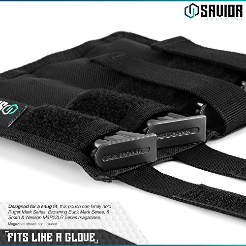 Savior Equipment 4-Slot Tactical .22LR Ammo Mag Pouch - Attach to Tactical Vest or Battle Belt, Compatible with Ruger Browning Buck Mark Series & M&P22LR Magazines