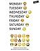Days of The Week Emoji Faces Vinyl Wall Decal Sticker #6071s 22in X 17in (Black)