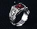 UOKOHO Men's Vintage AAA Ruby Red Stone Titanium and Stainless Steel Christian Religion Cross Ring Size 12