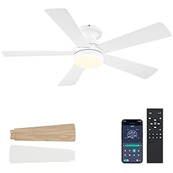 BYKISTOK White Ceiling Fans with Lights - 46" Flush