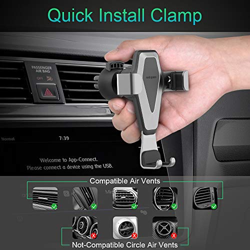 Car Phone Mount-Universal Air Vent Clip Gravity Phone Car Mount Holder, 360 Degree Rotation, One-Handed Control Stand Stabilizer Car Cell Phone Mount,Compatible for iPhone, Samsung&All Smartphone - Thumbnail 5