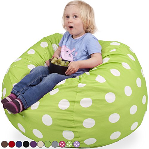 Oversized bean bag chair in chartreuse with white polka…