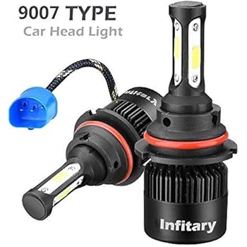 INFITARY 9007 Hi/Lo LED Headlight Bulbs Conversion Kit,All-in-One 72W 10000LM 6500K COB Chip High Low Dual Beam Super Bright Cool White Plug Play Fog Light Car Headlamp Replace LED Headlight Bulb 3Yrs