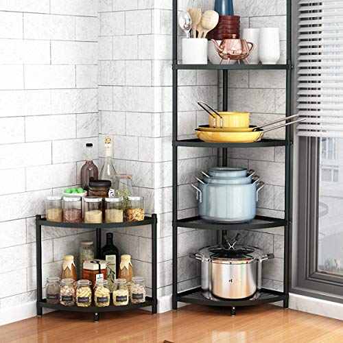 5Tier Kitchen Corner Shelf Rack, Free Standing Pot Rack for Organizer