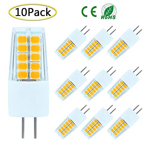 G4 LED Bulb Dimmable 3 Watt Equivalent to 25W-30W G4 Halogen Bulb, T3 JC Type Bi-pin G4 Base, AC/DC 12V Warm White 3000K (10 Pack)