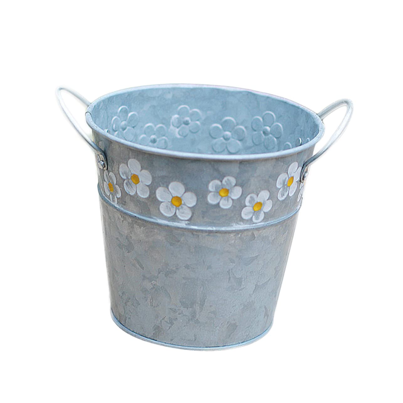 Yardwe Metal Flower Pots Round Hanging Planter Galvanised Zinc Tin Pails Indoor Outdoor Party Ornament