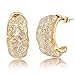 Mytys Vintage Turquoise Silver Earrings Big Oval Stone 2 Tone Cable Stud Earrings For Women (Gold)