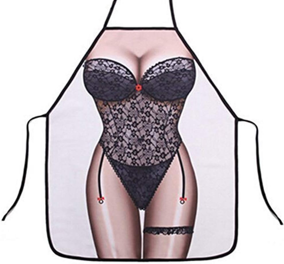 TOPWAYS® Funny Novelty Apron, Sexy Woman Kitchen Cooking Chef Apron, Secrect Gifts for Women Unisex Adult BBQ Baking Cooking Apron