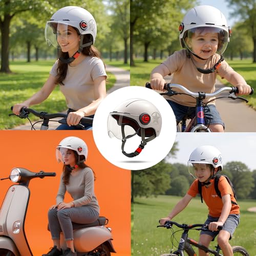 Aishini Bike Helmet Mountain & Road Bicycle Helmets for Men Women with Clear Visor Removable Goggle, Cycling Helmet, Adult Vespa Helmet, Multi-Sport Protection for Skating, Scooter, Skateboarding