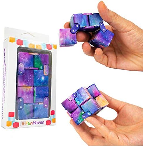 FunHaven Infinity Cube Fidget Toy for Anxiety Toys Girls Boys Adults Cubes Galaxy Fiddle Stress Relief Sensory Folding Finger Fidgets (Galaxy 2)