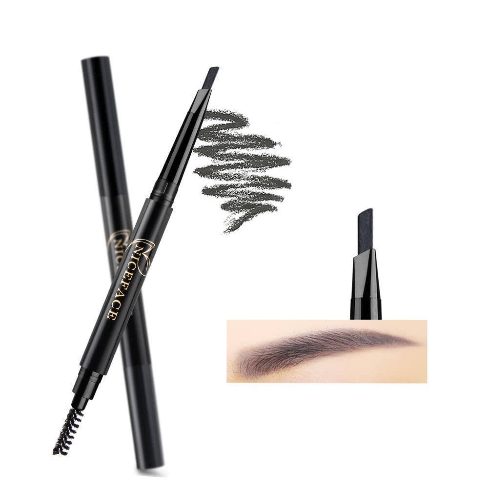 NICEFACE Eyebrow Pencil Gray Double Ended Precision Waterproof Brow(Gray #5)
