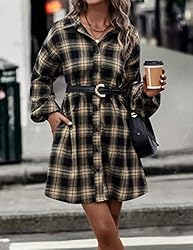 Blooming Jelly Womens Plaid Dress Flannel Shirts