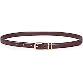 JASGOOD Womens Skinny Leather Belt Ladies Thin Faux Leather Belt with Gold/Silver Buckle for Jeans Dress Pants