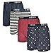 IZOD Mens Cotton Knit Boxers 4-Pack, Navy/Grey Stripe/Red, Medium