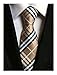 Secdtie Men's Brown Black White Checks Jacquard Woven Silk Tie Formal Necktie