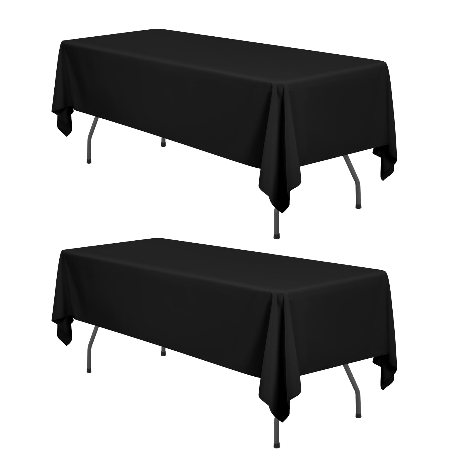 FXKS 2 Pack Rectangle Tablecloth 153 x 320 CM Black Table Cloth for 8 FT Tables,Washable Fabric Stain and Wrinkle Resistant Polyester Table Cover Table Clothes for Wedding Parties Banquet Kitchen