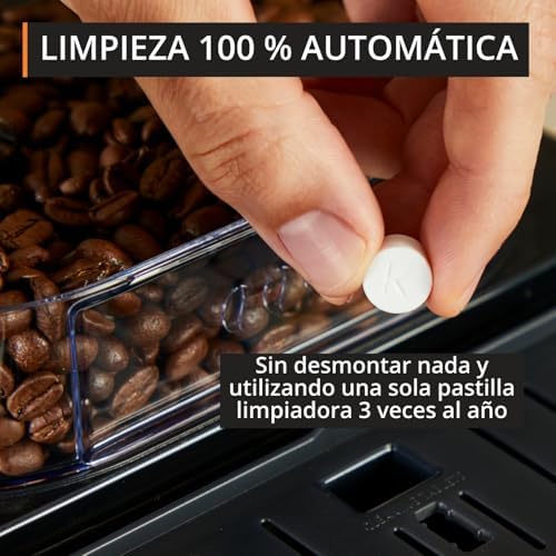 Harmony, Máquina de Café Super Automática, 4 Bebidas de Café e Leite, Espumador de Leite, Limpeza Automática, Função Dupla Chávena, Compacto, Cor Carvão, EA508BE0