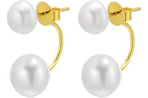 HUGE TOMATO AAA Real Pearl Earring Jackets Double Pearl Drop Earrings with Silver and 18K Gold Plated Clasps Special Earrings for Gift