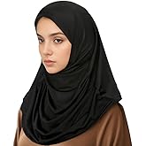 Hophor Ready to Wear Hijab for Women Instant Hijab Soft Muslim Scarf for Prayer Islamic Clothes Jersey Abaya
