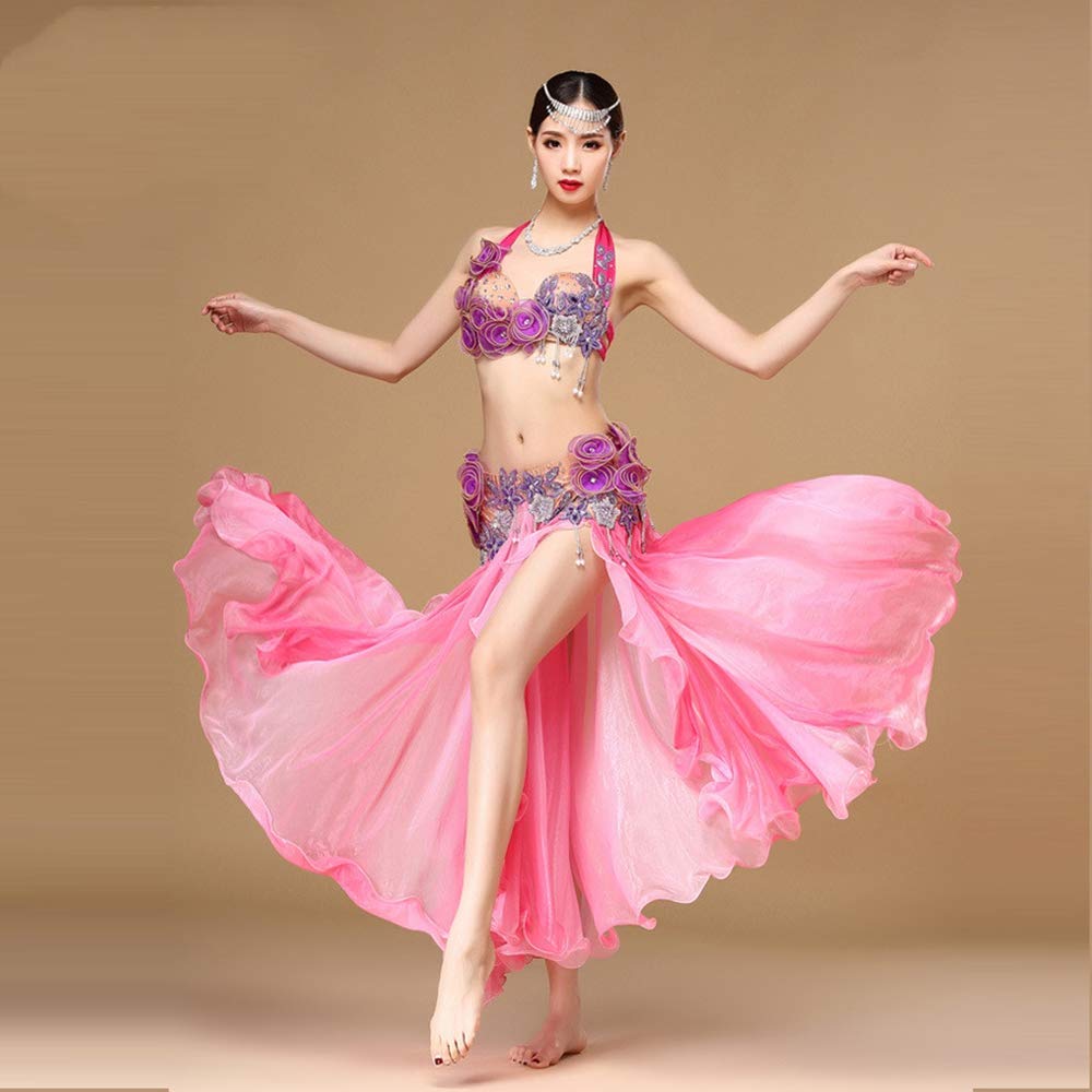 ベリーダンス World In インドダンス ピンク B07jd8trfp ダンス衣装 豪華 高品質 セクシー 優雅 上下セット 2色 ダンス用品 新作人気モデル Dispora Jatimprov Go Id