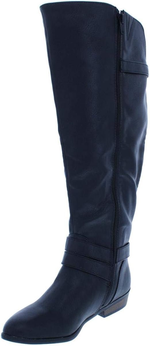 blue leather riding boots