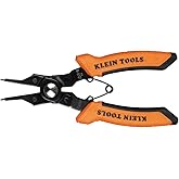 Klein Tools 73066 Convertible Snap Ring Pliers, 6 in-1 Internal and External Modes, Interchangeable Heads with Straight, 45- 