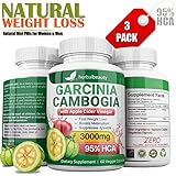 Pure Garcinia Cambogia Extract & Apple Cider Vinegar- 3000mg Capsules - All Natural Weight Loss, Detox, Digestion & Circulation Support - Best Weight Loss Supplement & Carb Blocker (3 Pack)
