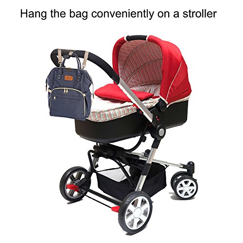 Diaper Bag Multi-function Baby Diaper Backpack Nappy Bags,Mom Dad Travel Backpack Large Capacity Baby bags With Insulated Pockets Stroller Straps for Baby Care (Blue) - Thumbnail 5
