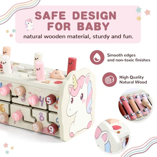 Juguetes Montessori 1 Años - Juguetes Niños Niñas 1 Año con Xilofono Bebé, Juego de Pesca, Juego de Martillos y Laberinto Numérico, Juguete Bebe 1 Año Regalo Bebe Niña Niño 1 Año Juegos Educativos