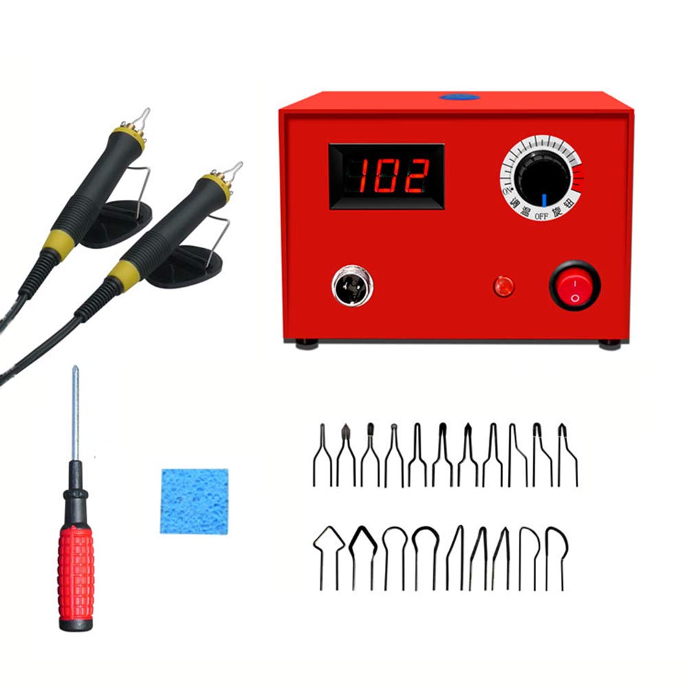 ele ELEOPTION Multifunction Pyrography Machine, 220V 50W Digital Display Gourd Wood Crafts Tool for Wood and Leather Crafts Tool Kit 2 Pyrography Pen & 20 pcs Tips Set