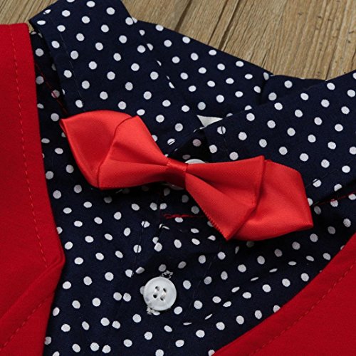 WuyiMC® Clearance Sale Baby Boy Suit, Clothes Set Formal Party Christening Wedding Tuxedo Bow Suit (Red, 24M) - Thumbnail 3