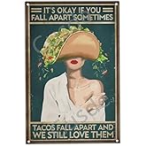 Cusde Sign It's Okay If You Fall Apart Metal Tin Sign Mental Health Wall Art Mexican Dish Vintage Gifts Funny Retro Home Decorations for Home Cafe Coffee Bar 8x12 Inch