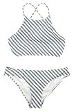 Cupshe Fashion Women's Stripe Printing Tank Padding Bikini Bathing Suit