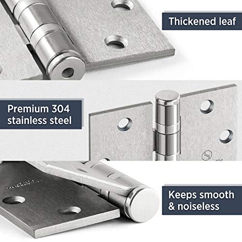 Heavy Duty Ball Bearing Hinge Stainless Steel Hinges, 3Pack 4.5"Door
