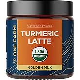 One Farm by WAAYB Turmeric Latte Powder - USDA Organic >5% Curcuminoid Turmeric, Lions Mane, Ashwagandha, Ginger, Cinnamon in