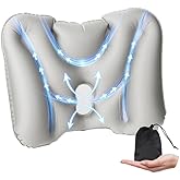 Travel Lumbar Pillow Inflatable Lumbar Support Pillow for Airplane Travel, Back Support Pillow for Office Chair/Car, Lumbar Pillow for Lower Back Pain Relief and Improve Posture, Easy to Carry, Grey