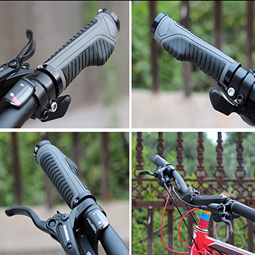 Zukam MTB BMX Bicycle Handlebar Grips Taps Ergonomic Design Widen Holding Surface Double Lock on olding Surface Double Lock on Anti-slip (Gray/Black)