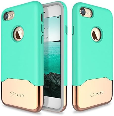 iPhone 7 Case, JMcolo [Vibrance Series] Protective Slider Style Cases for Apple iPhone 7 2016 SOFT-Interior Scratch Protection Finished Hard Cover - Turquoise/Champagne Gold (Turquoise7)
