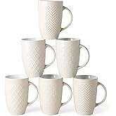 AmorArc Extra Large Coffee Mugs Set of 6, 22oz Ceramic Tall Coffee Mugs Set with Textured Geometric Patterns for Coffee/Tea/B
