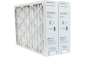 Honeywell FC100A1029 (2 Pack) - 16" x 25" x 4" Pleated Air Filter, MERV 11 Bundle with Same Day Supply Filter Change Reminder